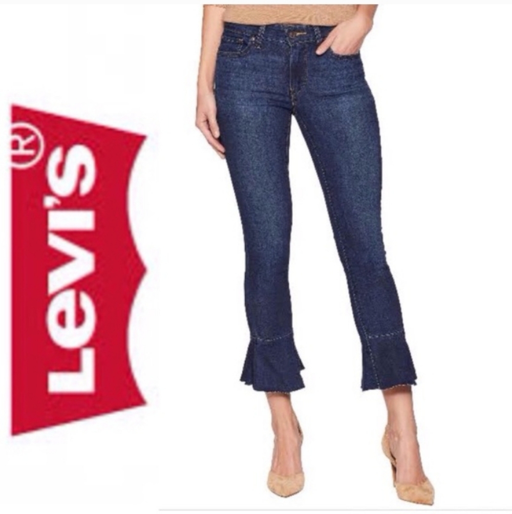 Levis 711 Skinny Ruffle Flare Cropped - Picture 3 of 6